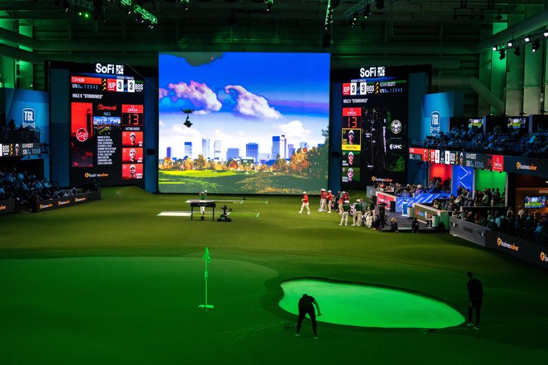 Boston Common Golf against Jupiter Links GC during TGL match at SoFi Center on March 17, 2026, in Palm Beach Gardens, Florida.