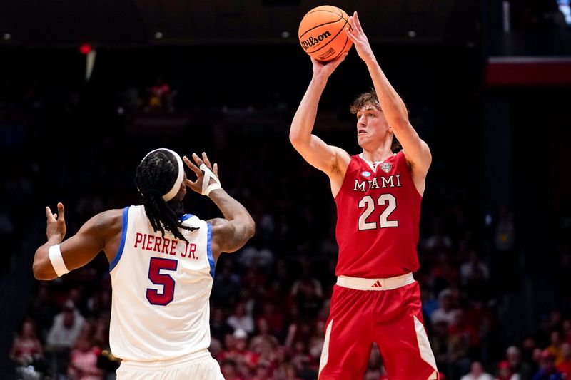 Miami (Ohio)'s Brant Byers (22) was among the eight RedHawks to attempt a 3-pointer against SMU.