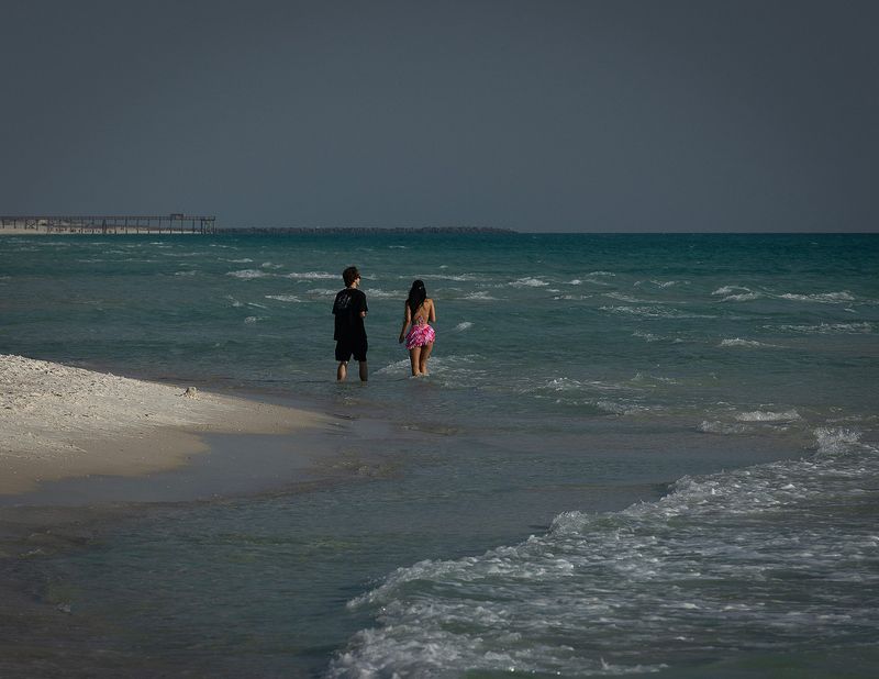 Beachgoers near Richard Seltzer Park in Panama City Beach, Florida, March 19, 2026, spring break. (Tyler Orsburn/Panama City News Herald)