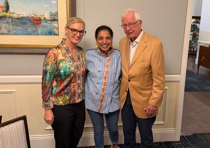 Daniela Jaegar, celebrity chef Maneet Chauhan and Fredrich Jaegar.