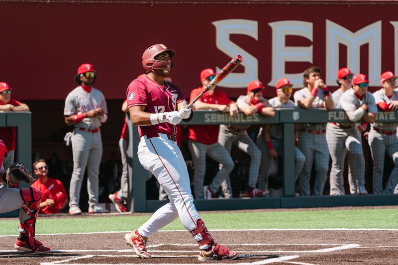FSU baseball's Myles Bailey watches a home run on Saturday, March 21, 2026