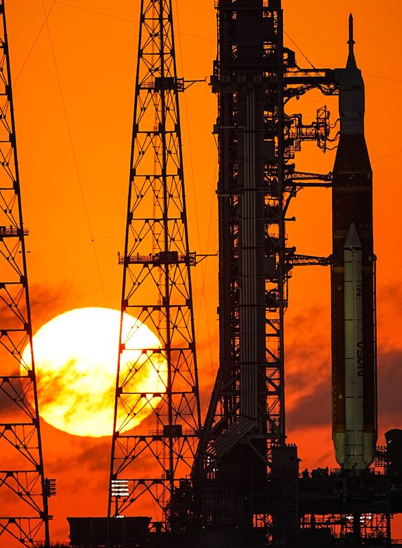 The sun rises over Kennedy Space Center and NASA’s Space Launch System vehicle Artemis II March 24, 2026. Craig Bailey, FLORIDA TODAY via USA TODAY NETWORK