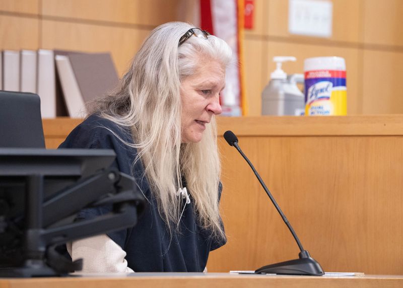 Ann Killough speaks on her own behalf during her sentencing hearing at the M.C. Blanchard Judicial Building in Pensacola on March 25, 2026. Killough pleaded no contest to DUI manslaughter and vehicular homicide in the death of motorcyclist Scout Anderson on June 21, 2025.