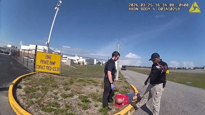 An intoxicated man was arrested after he drove through a gate at Daytona Beach International Airport on March 25 and tried to get into a running plane, the Volusia Sheriff's Office stated.