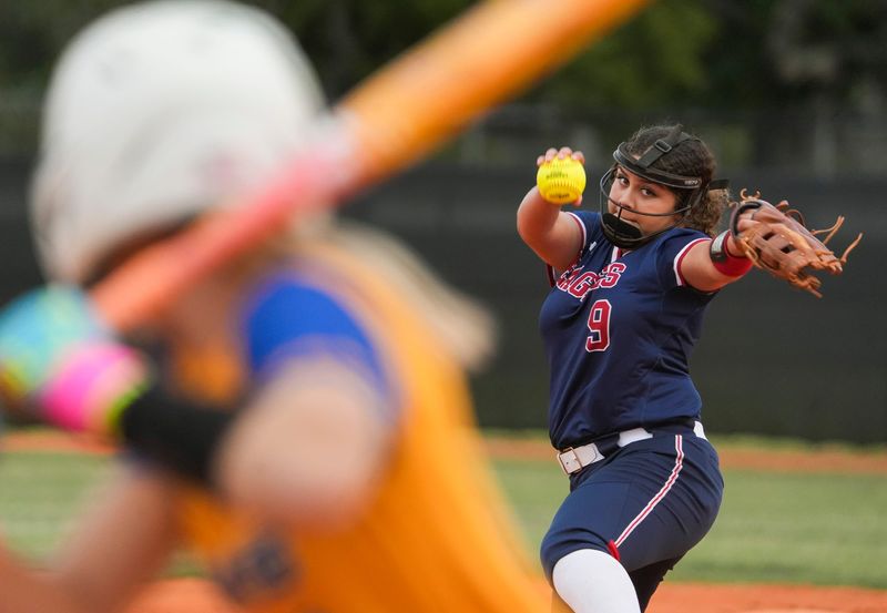 St. Lucie West Centennial's Makayla Megnauth in a high school softball game against Martin County on March 25, 2026, in Stuart. Centennial won 3-2.