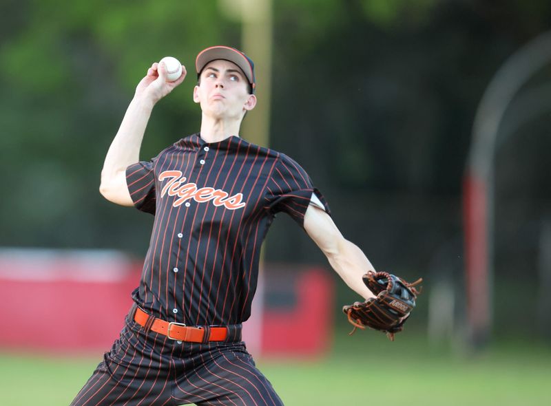 Trenton Mason Vuncannon (3) pitches during an FHSAA baseball game at Williston High School baseball field in Williston, FL on Thursday, March 26, 2026. [Alan Youngblood/Gainesville Sun]