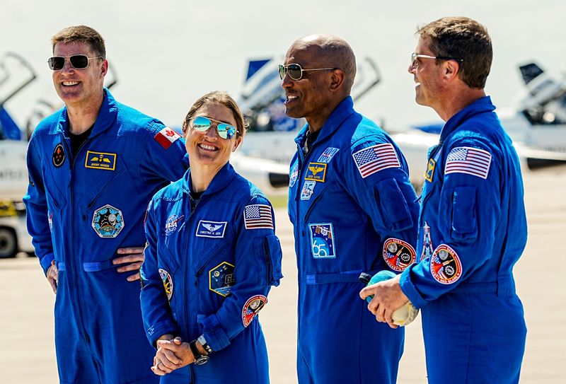 The crew of Artemis II (mission specialists Jeremy Hansen and Christina Koch, Pilot Victor Glover and Commander Reid Wiseman) arrive at Kennedy Space Center, FL March 27, 2026 in advance of their launch on a mission to fly around the moon and back. Craig Bailey, FLORIDA TODAY via USA TODAY NETWORK