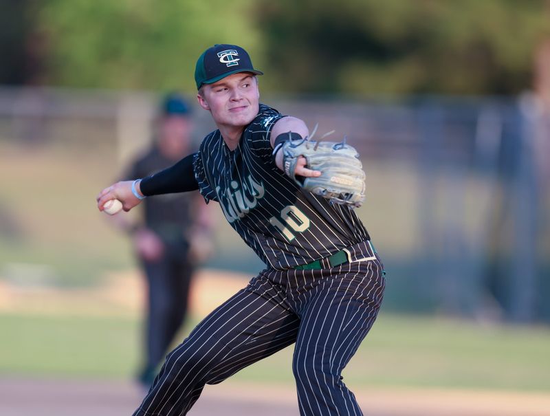 Trinity Catholic Katcher Streit (10) pitches during an FHSAA baseball game at Trinity Catholic in Ocala, FL on Friday, March 27, 2026. Trinity beat Forest 10-0. [Alan Youngblood/Gainesville Sun]
