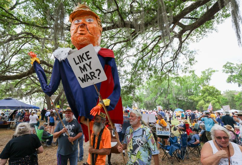 An effigy of President Donald Trump was popular during the No Kings rally at Cora Roberson Park in Gainesville, FL on Saturday, March 28, 2026.
