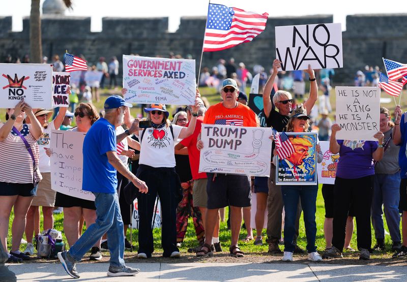 Hundreds took part in the No Kings protest at the Castillo de San Marcos National Monument in St. Augustine, Fla., Saturday March 28, 2026. [Doug Engle/Florida Times-Union]