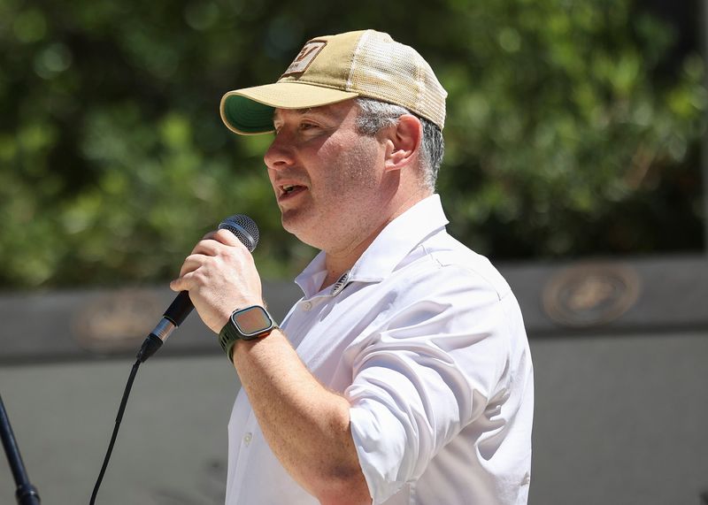 Democratic U.S. Senate candidate Alex Vindman addresses the crowd at the Martin County Democratic Party’s Veterans Rally on March 27 at Memorial Park in downtown Stuart. Vindman  will be campaigning in The Villages on May 31.
