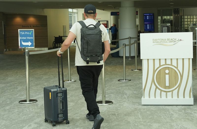 Visitors walk straight through a TSA line without waiting at Daytona Beach International Airport on March 30, 2026.