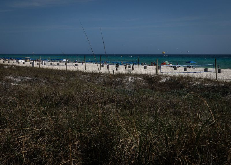 Beachgoers near Pier Park in Panama City Beach, Florida, March 30, 2026, spring break. (Tyler Orsburn/Panama City News Herald)