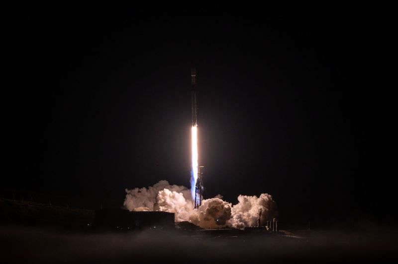 A SpaceX Falcon 9 rocket lifts off March 30 from the Vandenberg Space Force Base on a rideshare mission known as Transporter 16.
