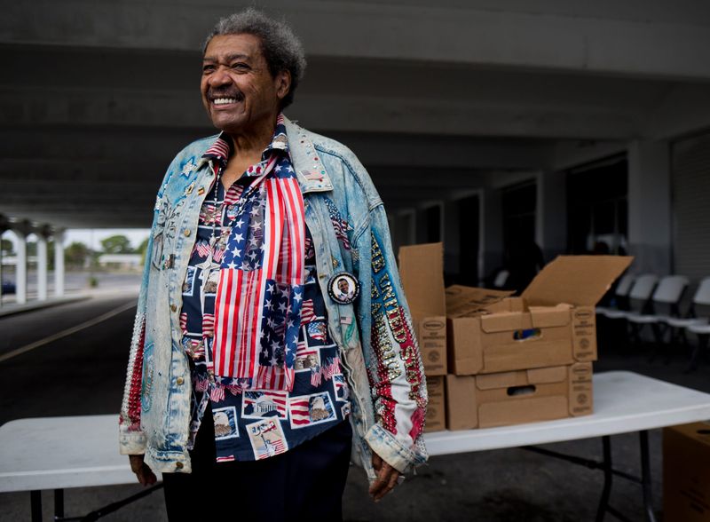 Am entity linked to legendary boxing promoter Don King owns the Palm Beach Jai Alai fronton in Mangonia Park filed for Chapter 11 bankruptcy reorganization on Friday, May 15. King is seen here in 2015 handing out turkeys to people during the holidays from his old jai alai building.