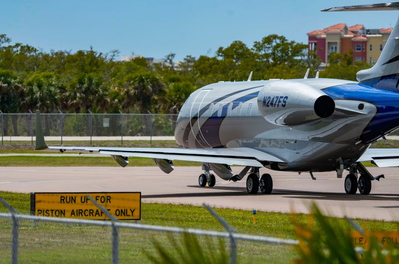 A plane taxis at the Naples Airport in Naples, Fla., on Wednesday, April 1, 2026.