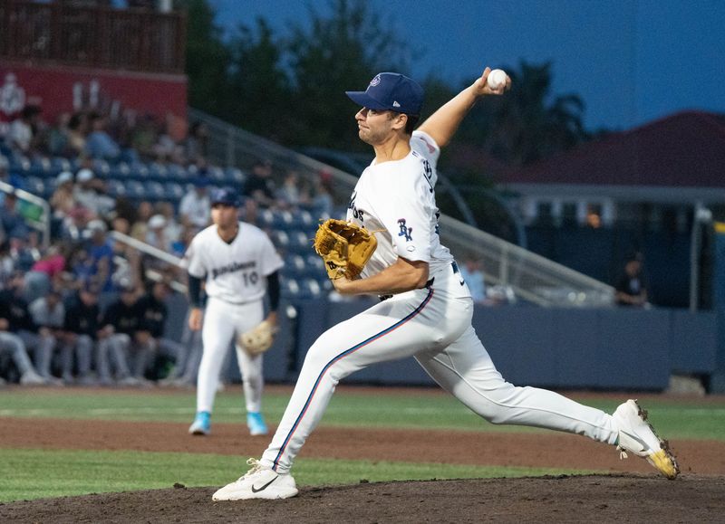 Blue Wahoos Stephen Jones (31) pitches against the Biscuits during the Montgomery vs Pensacola baseball game on opening night in Pensacola on April 3, 2026.