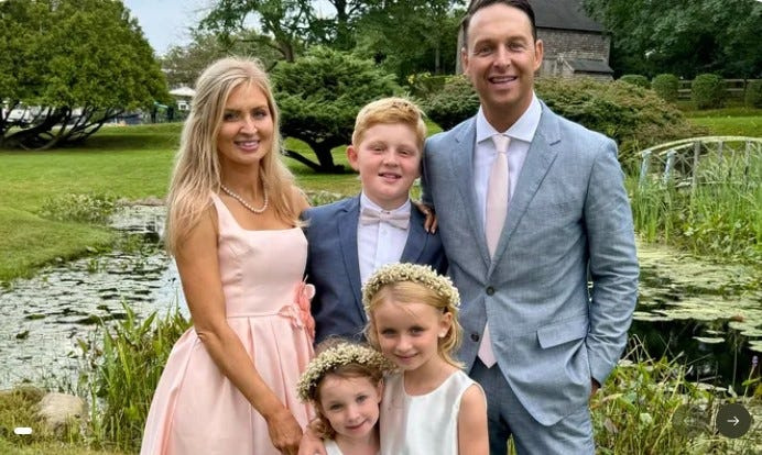 Ryan Jennings, 46, died on April 1, 2026, in a rip current off Juno Beach. The Maine resident was visiting Palm Beach County with his wife, Emily, and their three children, seen here, and rescued two of his children from the current before his death.