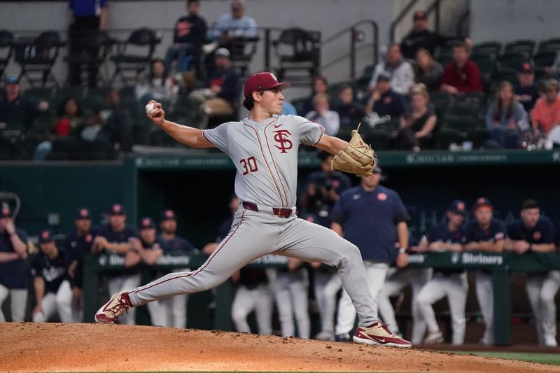 Feb 21, 2026; Arlington, TX, USA; Florida State Seminoles vs Auburn Tigers during the Amegy Bank College Baseball Series at Globe Life Field. Mandatory Credit: Raymond Carlin III-Imagn Images