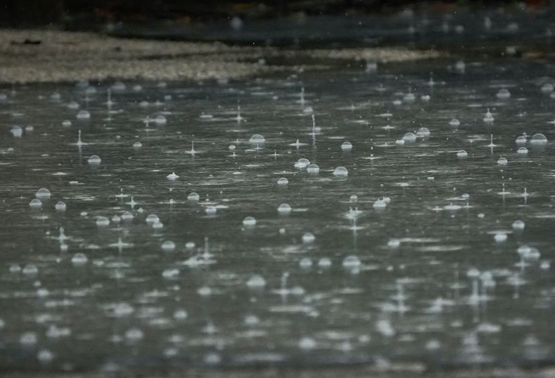Rain puddles form near a boat ramp at Wabasso Causeway Park, April 7, 2026, in Indian River County.