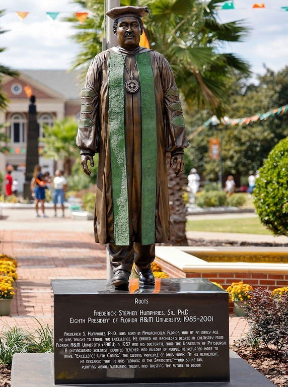 The Frederick S. Humphries statue on FAMU's campus.