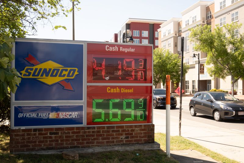 A gas station near FSU student living complexes shows high gas prices.