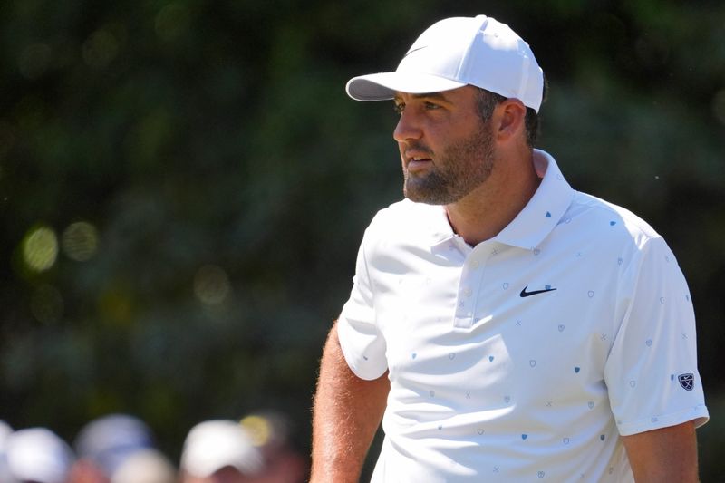 Scottie Scheffler looks on from the sixth green during the final round of the Masters Tournament at Augusta National Golf Club in Augusta, Georgia on April 12, 2026.