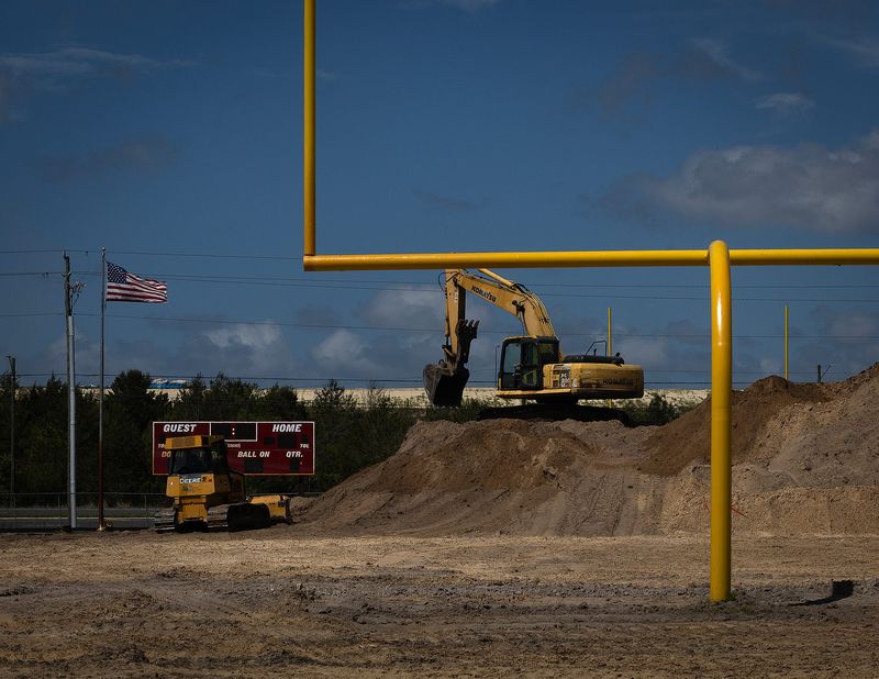 Bozeman Stadium in Panama City, Florida, April 13, 2026. Josh Laatsch, Bay District Schools' director of athletics and extracurricular activities, says the high school field will be open for the start of the 2026-27 school year. (Tyler Orsburn/Panama City News Herald)