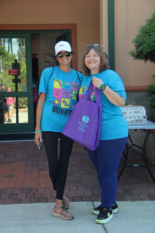 St. Johns County Commissioner Sarah Arnold and Betty Frankin, CEO of the Betty Griffin Center, at Kids Walk in My Shoes 2025.
