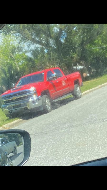 Mike Kohler's truck is pictured after hitting a power pole next to a home at 900 S. K Street. He was canvassing for reelection in Sanders Beach on the morning of April 13, 2026, when he hit an electrical pole causing electrical and other damage to the home. Witnesses say Kohler left without providing contact information. Kohler told the homeowner he did not know the incident started a fire.