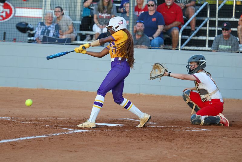 Columbia Brooklynn White (17) hits during an FHSAA softball game at Santa Fe High School in Alachua, FL on Thursday, April 16, 2026. [Alan Youngblood/Gainesville Sun]