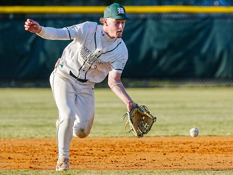 Johnny Hemel of Melbourne fields a Viera grounder in the 6A District 7 baseball championship game April 16, 2026. Craig Bailey, FLORIDA TODAY via USA TODAY NETWORK