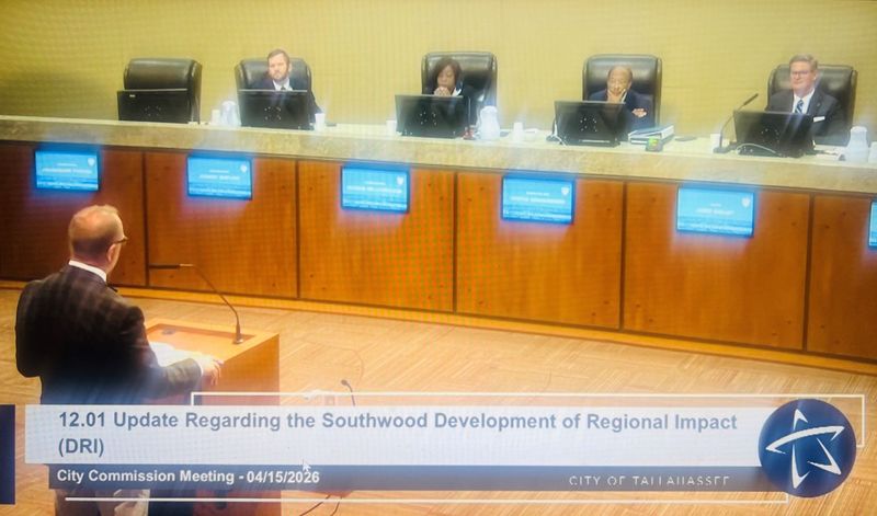 Gary Hunter, an attorney representing the St. Joe Co., said the developer is willing to complete roadwork within Southwood that's outlined in the master planned community's Development Order. Hunter spoke during the Tallahassee City Commission meeting on April 15.