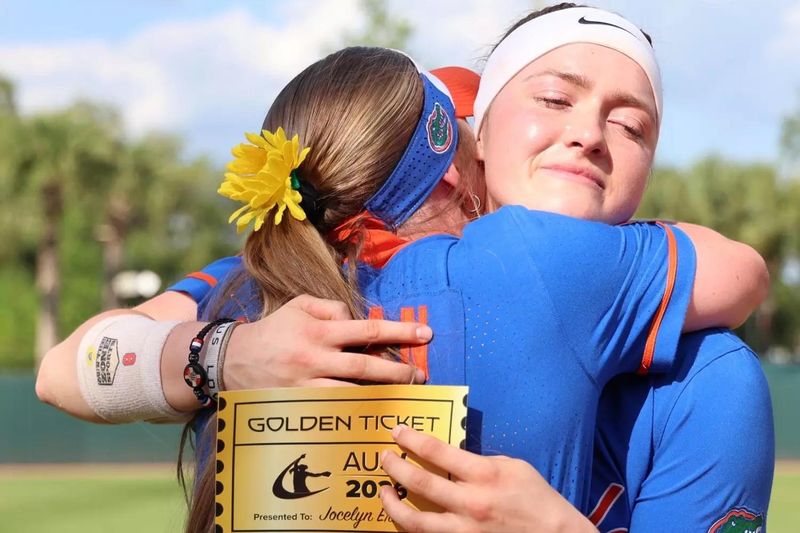 Jocelyn Erickson and Kenleigh Cahalan receive their Golden Tickets from the AUSL