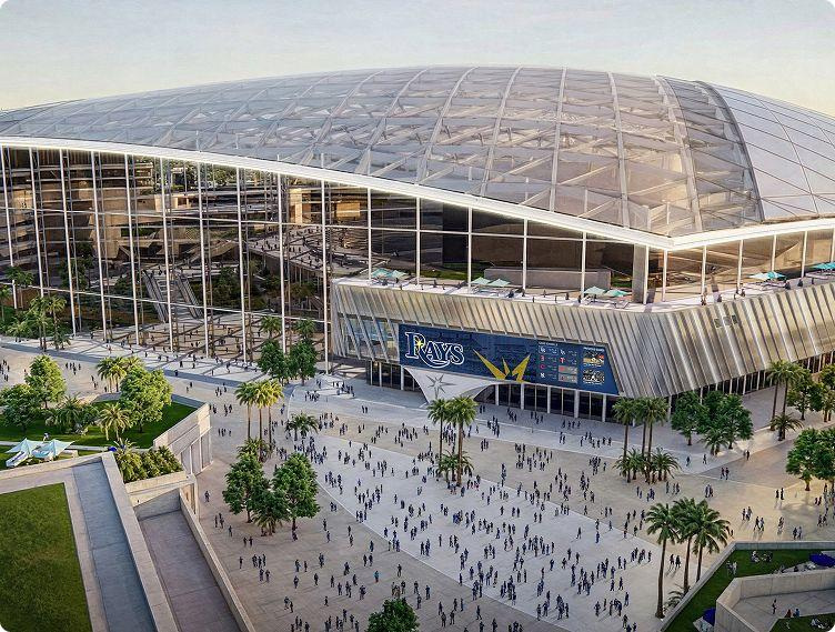 A rendering of the proposed new stadium for the Tampa Bay Rays.