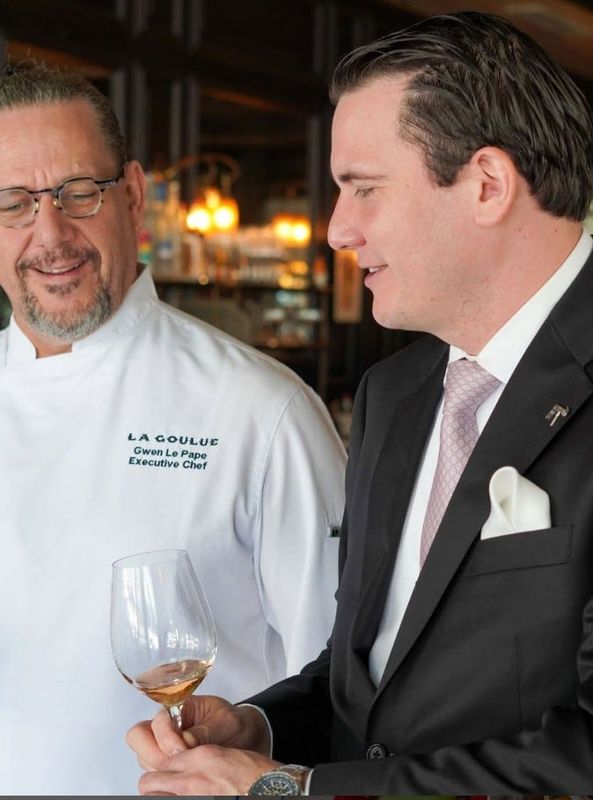 At La Goulue, Executive Chef Gwen Le Pape and Sommelier Xavier To Van Trang will take part in a Wilson Daniels wine tasting April 26.