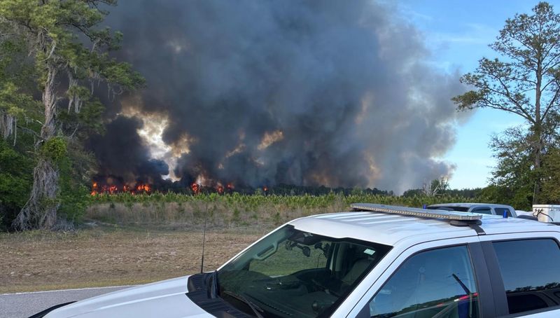 A Brantley County, Georgia, wildfire has caused evacuations and destroyed homes as crews continue to battle it April 22, 2026.