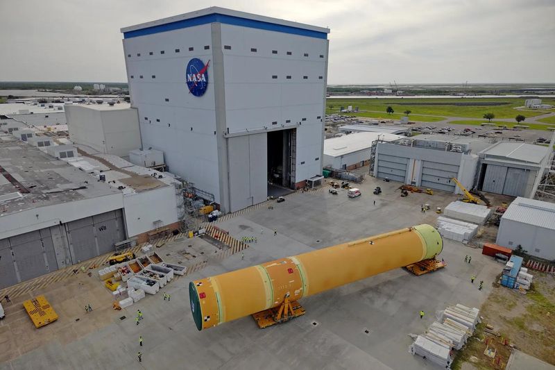 NASA moved the core stage, or the largest section, of the SLS (Space Launch System) rocket that will launch the crewed Artemis III mission in 2027 on April 20 from the agency’s Michoud Assembly Facility to the agency’s Pegasus barge in New Orleans. The hardware will be shipped to the Kennedy Space Center in Florida.