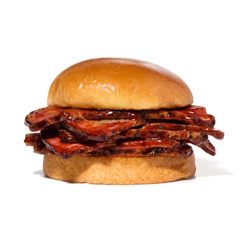 The Publix Deli Stacked Brisket and Brioche Sandwich includes brisket drizzled with Sweet & Spicy BBQ sauce on a brioche roll.