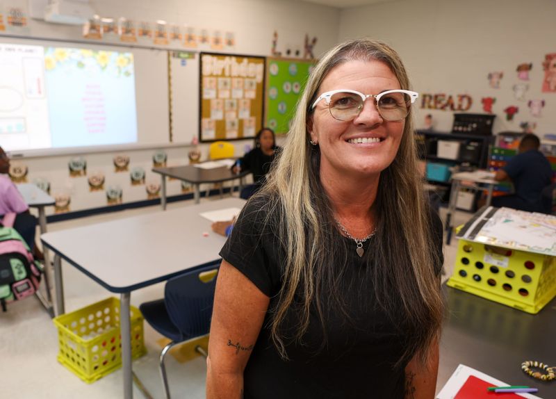 ESE teacher Tiffany Thames, The Gainesville Sun and Florida Credit Union Amazing Teacher of the Month for April, is shown April 22 in her classroom at Howard Bishop Middle School in Gainesville.