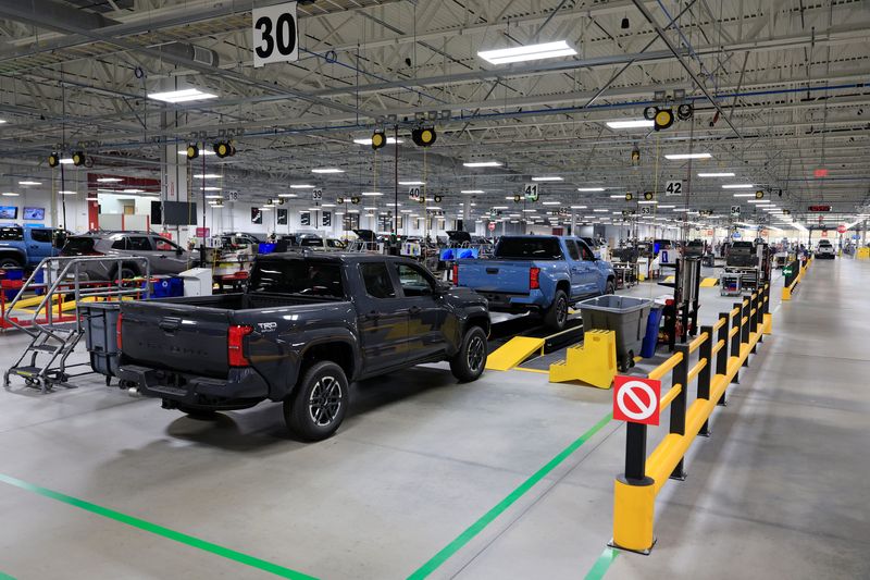 Vehicles dot the floor waiting to be outfitted with finishing touches during the Southeast Toyota Distributors grand opening at JaxPort’s Blount Island Marine Terminal, Wednesday, April 22, 2026, in Jacksonville, Fla. The new facility can process nearly 4,000 vehicles per week, a 6% increase from its it former Talleyrand site. Southeast Toyota Distributors facilities in Jacksonville and Commerce, Ga., moving vehicles, parts and accessories to 178 Toyota dealerships in the Southeast region.