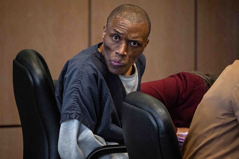 Semmie Lee Williams scans the courtroom at the beginning of his sentencing hearing in Circuit Judge Cymonie Rowe's courtroom at the Judge Daniel T.K. Hurley Courthouse in downtown West Palm Beach, Fla., on April 22, 2025. Williams was sentenced to 35 years in state prison for the 2021 stabbing death of 14-year-old Ryan Rogers.