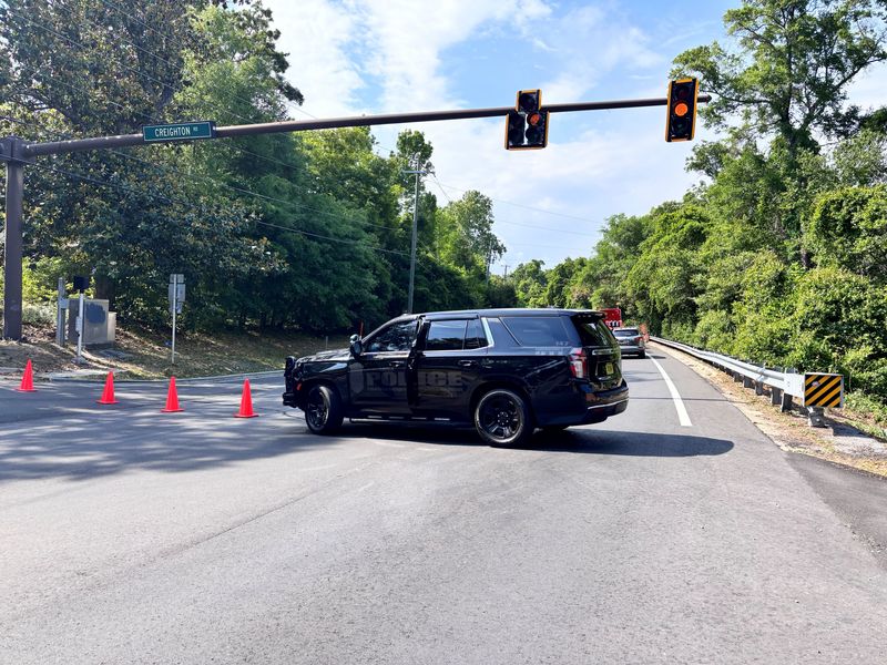 The Pensacola Police Department has blocked scenic Highway from Creighton Road to Baywoods Drive so firefighters can tackle a brushfire off scenic highway on Tuesday, April 22, 2026.