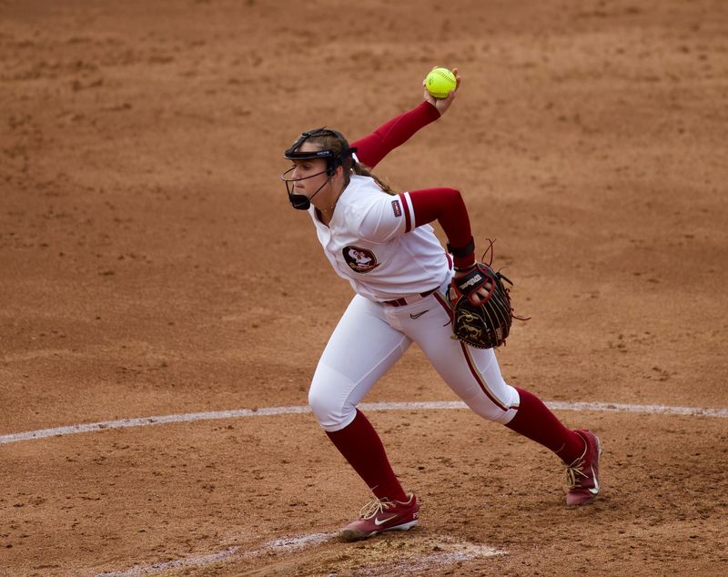 Jazzy Francik throws a strike as Florida State hosted the Florida Gators at JoAnne Graf Field on Wednesday, April 22, 2026.