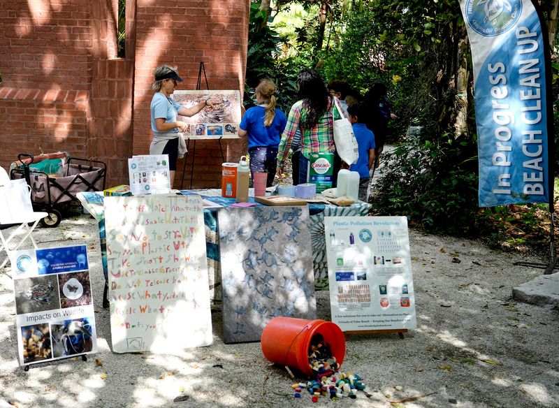 Diane Buhler founder of Friends of Palm Beach talks to Melaleuca Elementary School students as second grade students from Galaxy E3 Elementary School and Melaleuca Elementary School visit Ann Norton Sculpture Gardens for an Earth Day Celebration on April 21 in West Palm Beach.