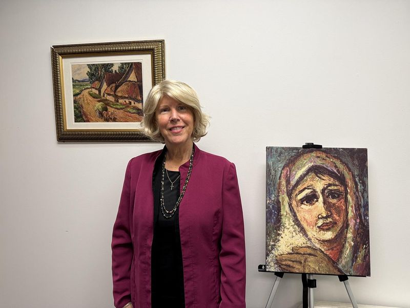 Kelly Bowen with pieces from "The Two Regimes Collection."