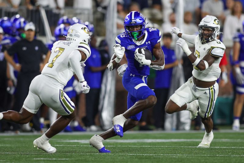 Aug 31, 2024; Atlanta, Georgia, USA; Georgia State Panthers wide receiver Ted Hurst (16) runs after a catch against Georgia Tech Yellow Jackets in the second quarter at Bobby Dodd Stadium at Hyundai Field. Mandatory Credit: Brett Davis-USA TODAY Sports
