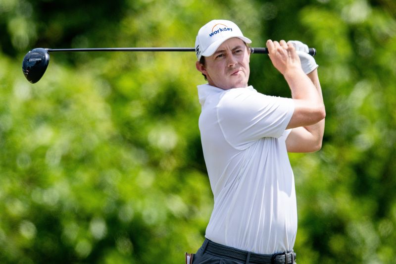 Apr 25, 2026; Avondale, Louisiana, USA; Matt Fitzpatrick hits tee shot on hole 2 during the third round of the Zurich Classic of New Orleans golf tournament. Mandatory Credit: Stephen Lew-Imagn Images