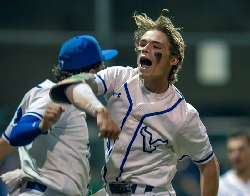 Lakeland Christian's Bryndon Barton celebrates after his home run against Master's Academy on Saturday night in the Class 2A, Region 2 quarterfinals.