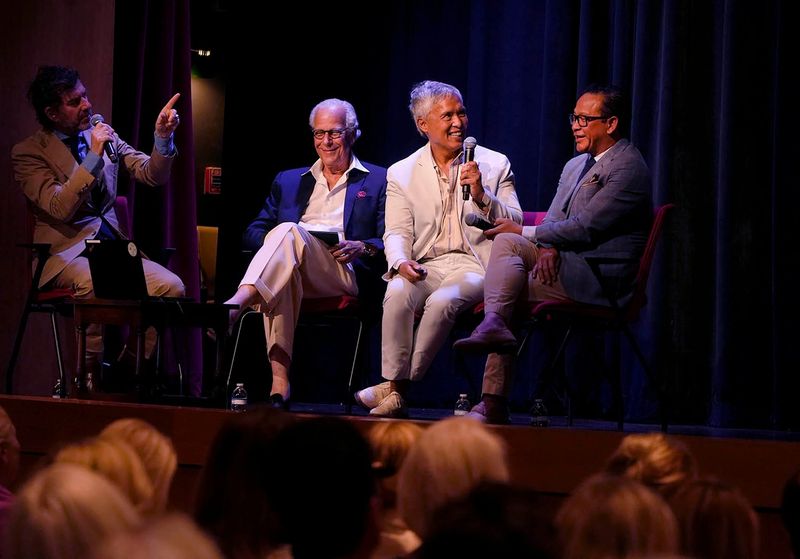 David Netto, left, moderates a discussion with landscape designers Jorge Sanchez, Mario Nievera and Fernando Wong, who frequently work in Palm Beach, during an April 22 program at The Society of the Four Arts.